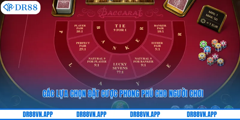 Các lựa chọn đặt cược phong phú cho người chơi