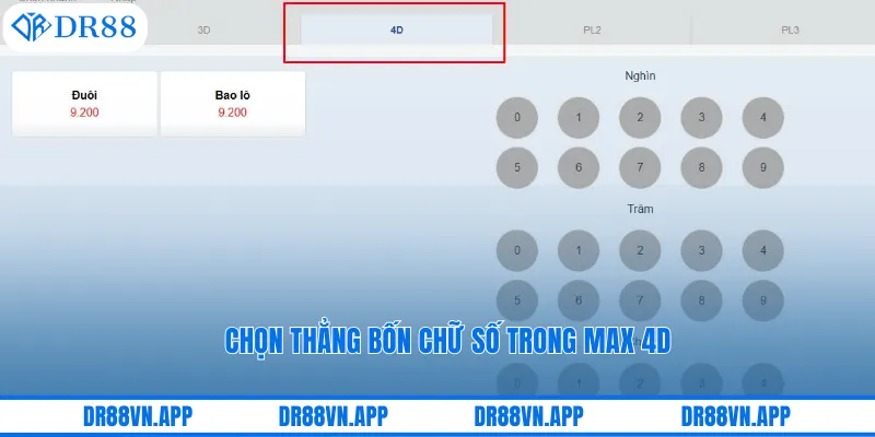 Chọn thẳng bốn chữ số trong max 4D